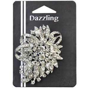 NEW in package, 2.5x3in clear rhinestone brooch